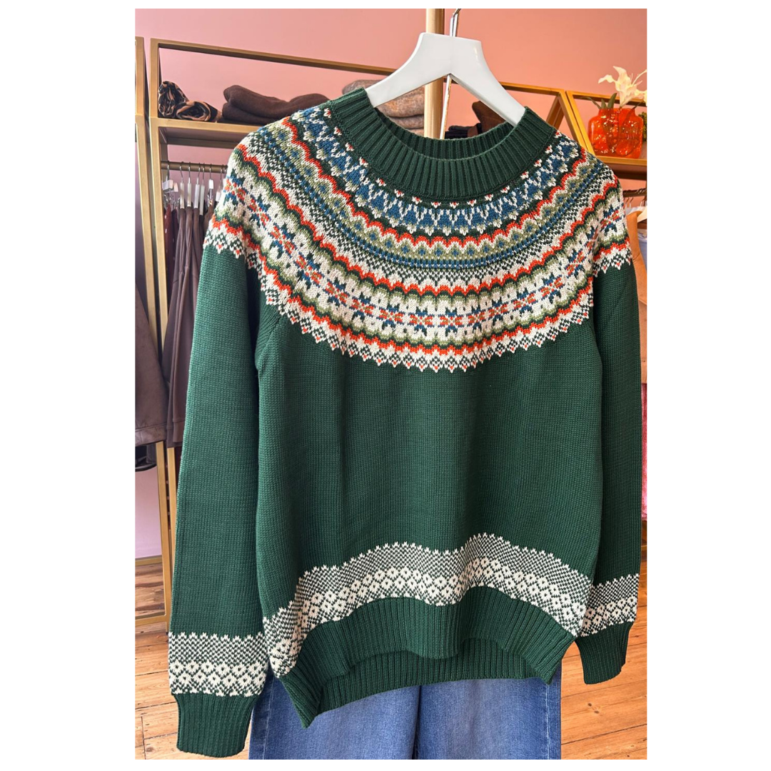 Pretty Vacant Susan Snowflake Sweater Green