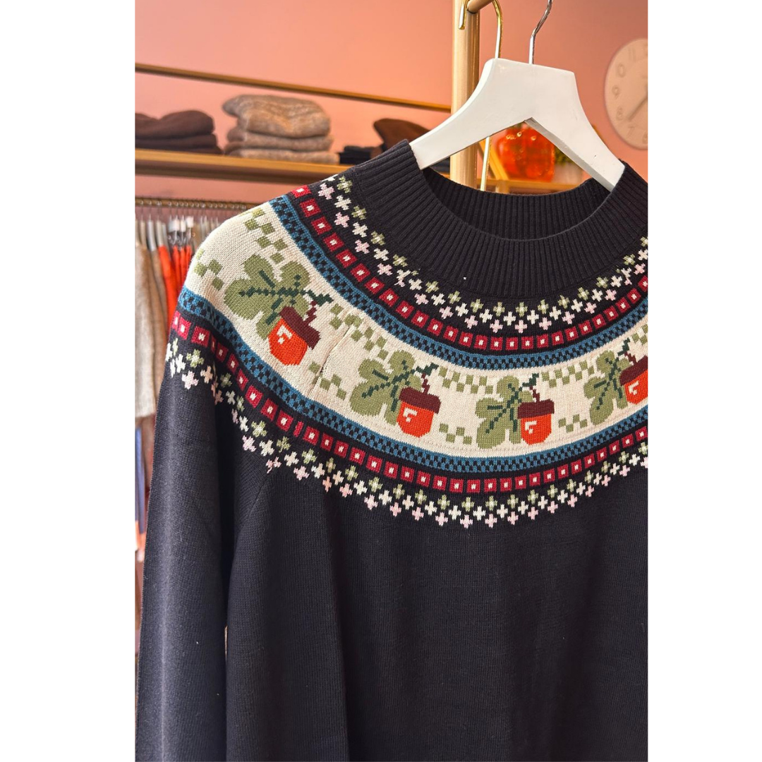 Pretty Vacant Fairisle Acorn Sweater Black