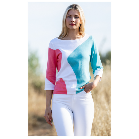Marble Sweater Abstract Pink/Torquoise 7449