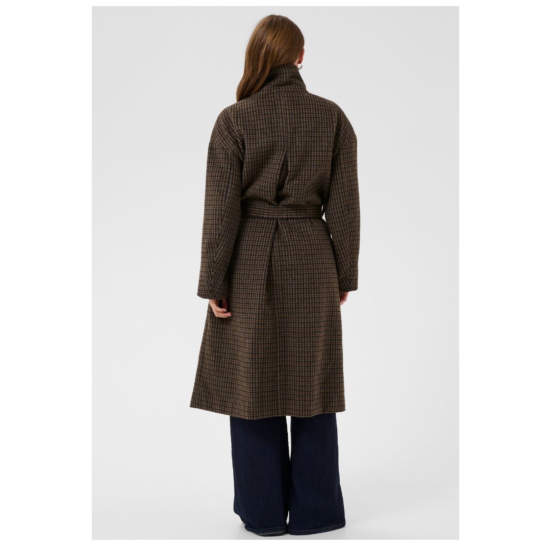 Saint Tropez Silja Coat Tan Brown Check 30514882