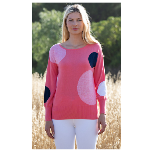 Marble Sweater Circle Pink 7461