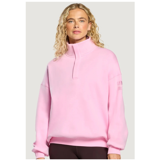 GymplusCoffee Sierra Snap Collar Sweatshirt Pink Blossom