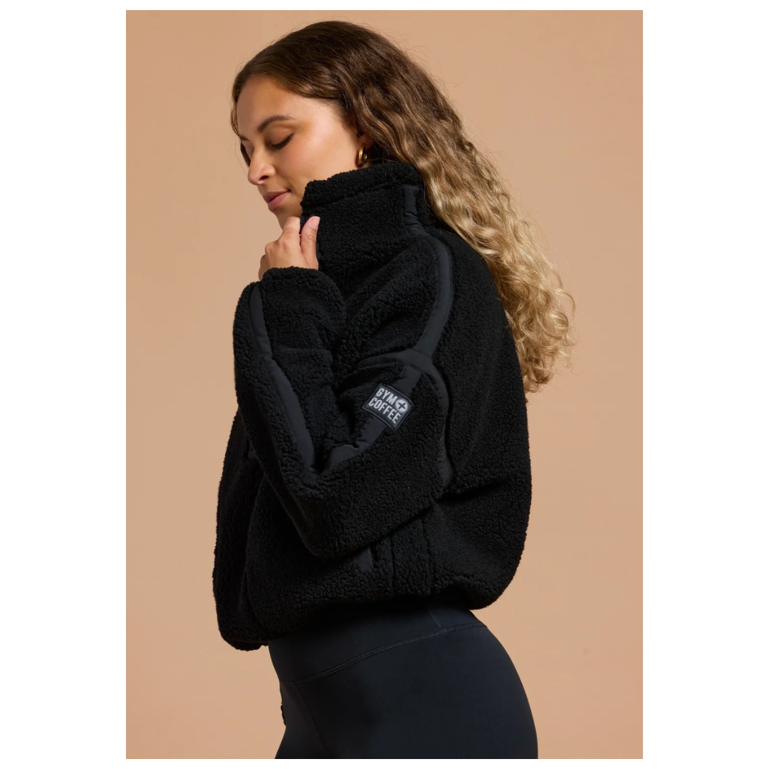 GymplusCoffee Industry Fleece Half Zip Deep Black
