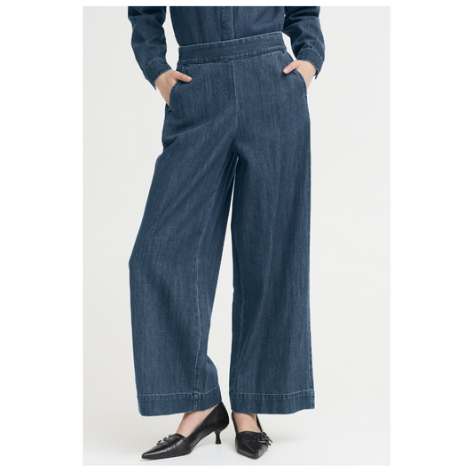 Ichi Aubery Pants Washed Dark Denim 20124030