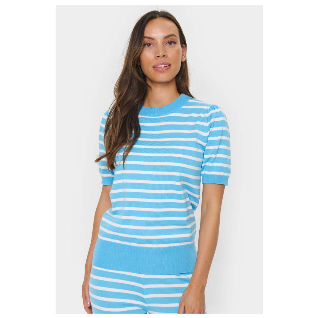 Saint Tropez Mila Striped Pullover Ethereal Blue Ice 30513768