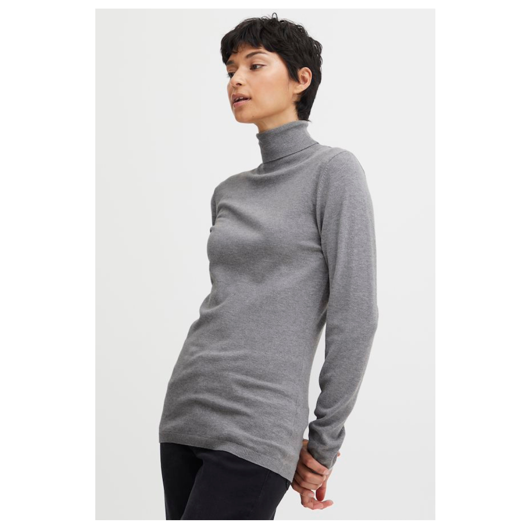 Ichi Mafa Roll Neck Sweater Grey 103646