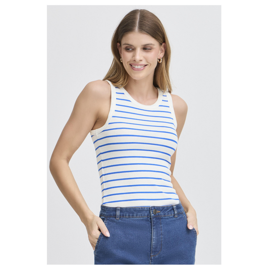 Fransa Hizamond Stripe Top Blue Lolite 20605595