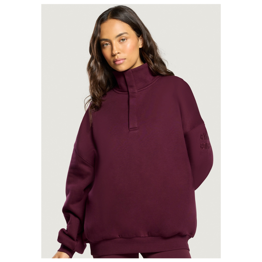 GymplusCoffee Sierra Snap Collar Sweatshirt Cherry Crush