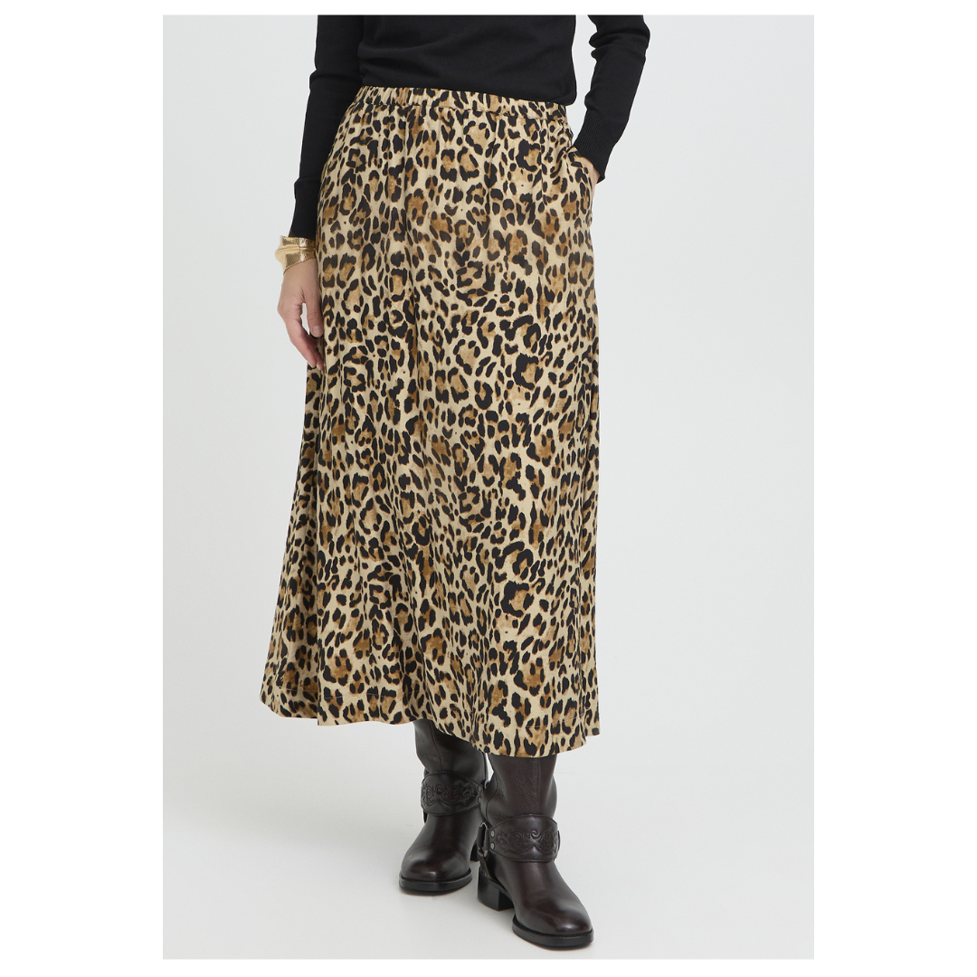 B Young Ihamma Skirt Humus Leopard 20817095