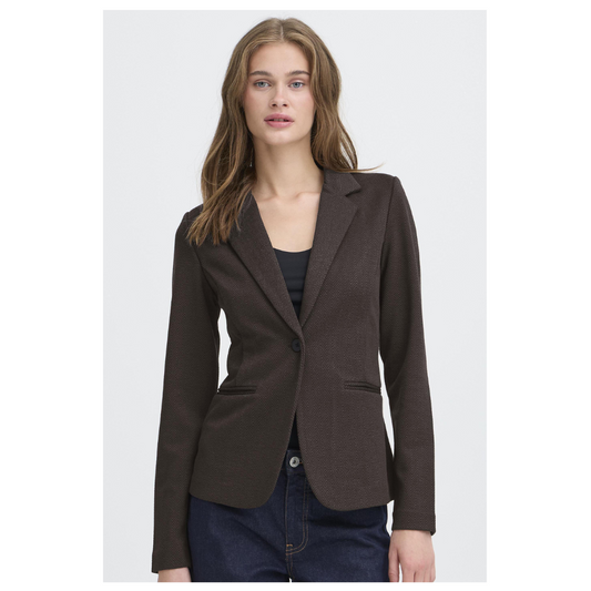 Ichi Kate Jacquard Blazer Black Brown 20121600