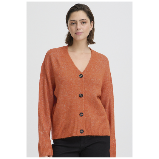 Ichi Baling Cardigan Burnt Ochre Melange 20125059