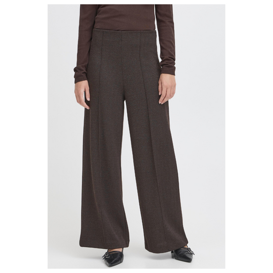 Ichi Kate Jacquard Pants Black Brown 20121602