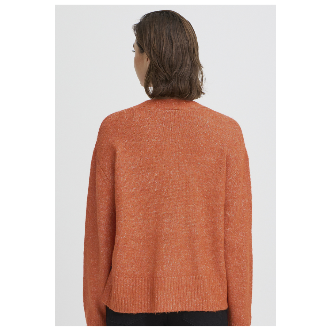 Ichi Baling Cardigan Burnt Ochre Melange 20125059