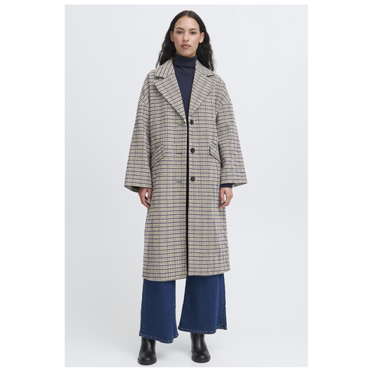 Ichi Emmalu Coat Dark Navy Multi 20123161