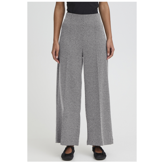 Ichi Kate Twillish Wide Pants Black/White 20125262