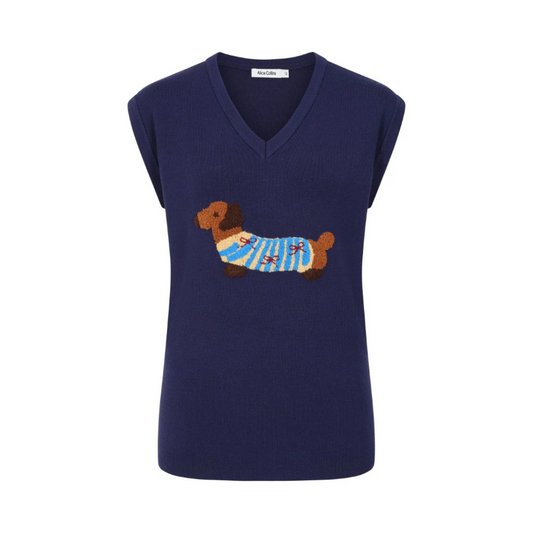 Alice Collins Sausage Dog Slipover Rich Navy 035A902