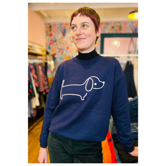 Alice Collins Sausage Dog Pullover Rich Navy