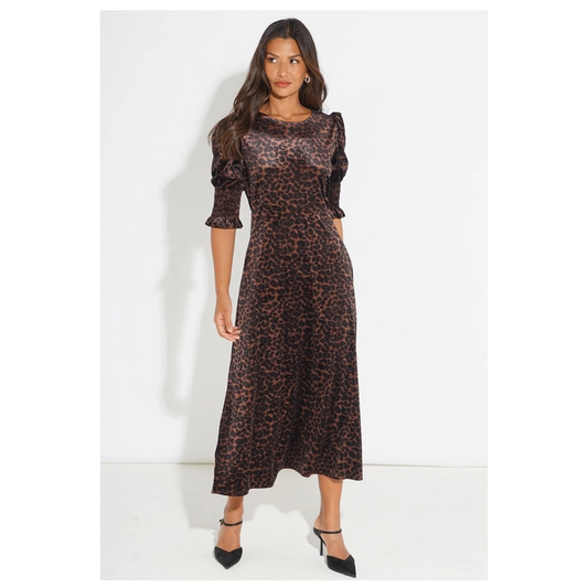 Sarta Velvet Leopard Print Tea Dress