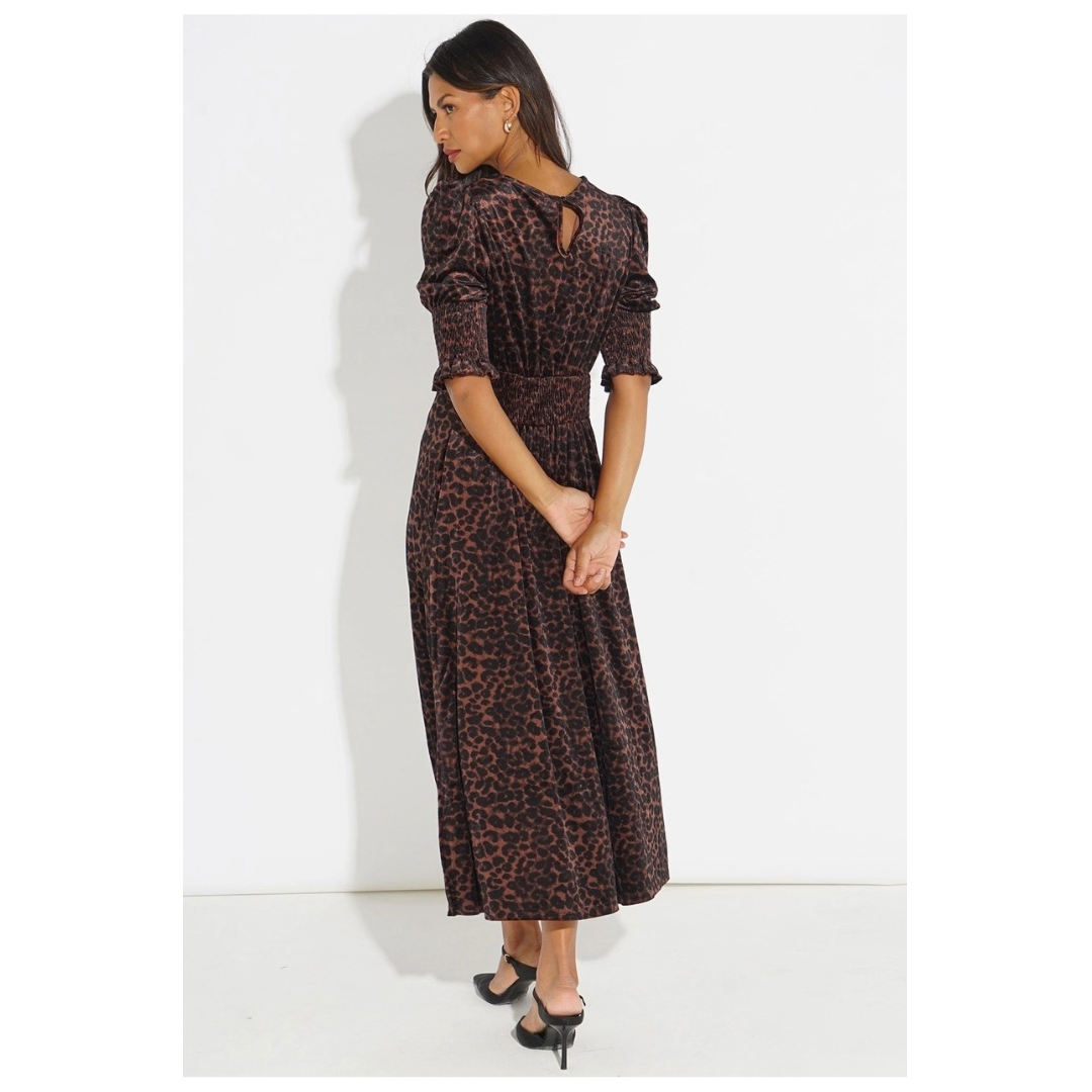 Sarta Velvet Leopard Print Tea Dress