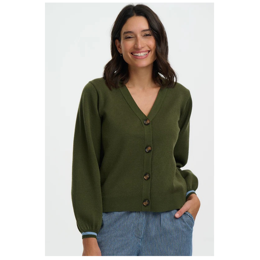 Sugarhill Brighton Adrian Cardigan Khaki Leopard Jungle K0904