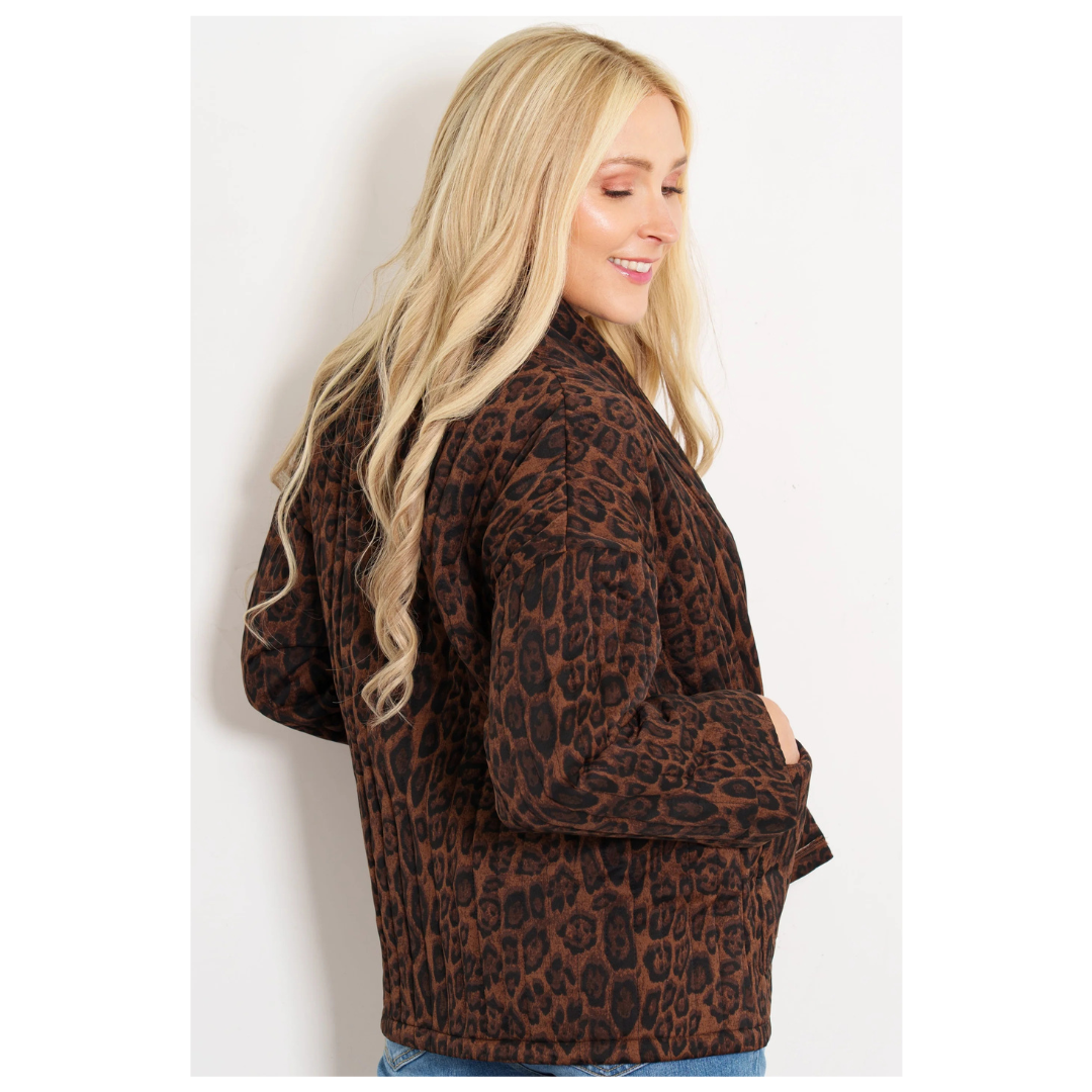 Sarta Arwen Kimono Jacket Brown Quilted Leopard