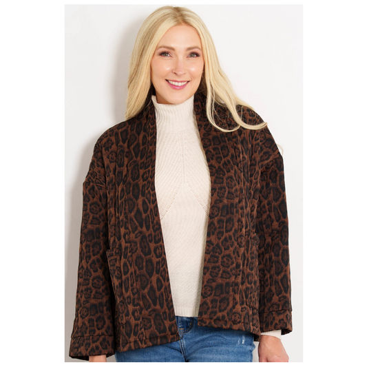 Sarta Arwen Kimono Jacket Brown Quilted Leopard