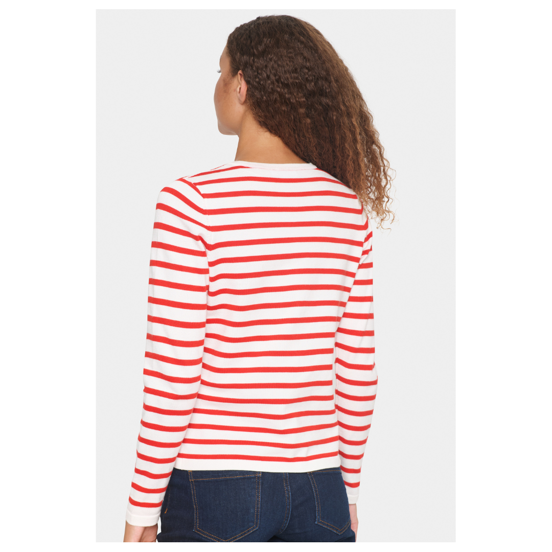 Saint Tropez Mila Striped Cardigan Ice Scarlet 30513767