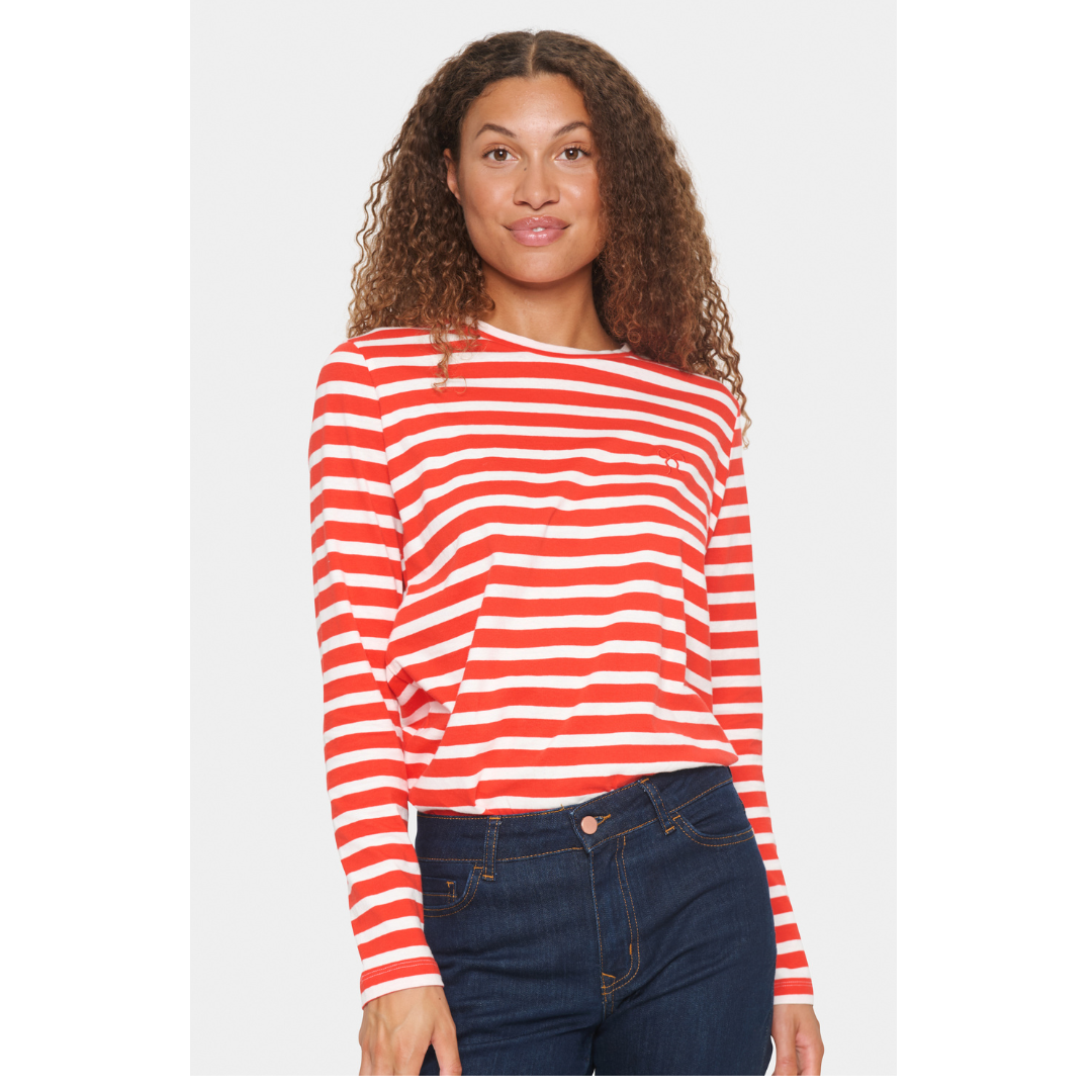 Saint Tropez Idalia Long Sleeve T Shirt Flame Scarlet 30513806