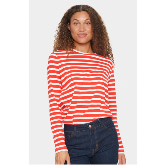 Saint Tropez Idalia Long Sleeve T Shirt Flame Scarlet 30513806