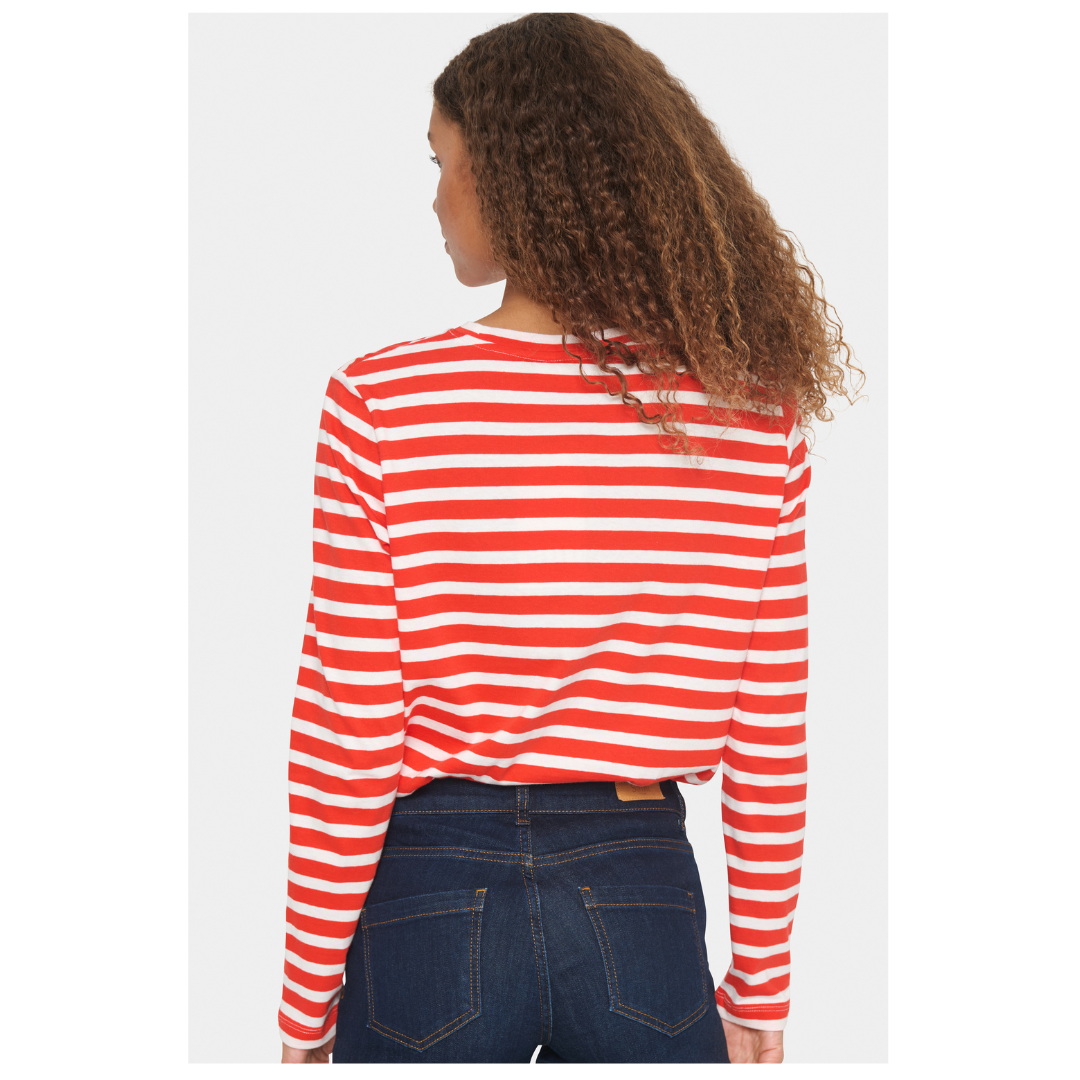 Saint Tropez Idalia Long Sleeve T Shirt Flame Scarlet 30513806