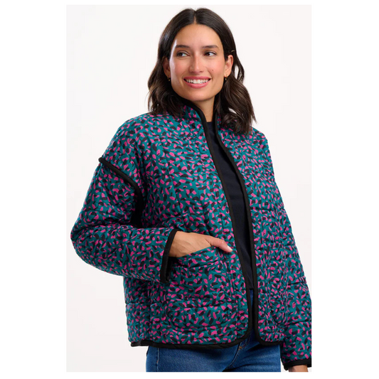 Sugarhill Brighton Elowen Quilted Jacket Green Spot J0013