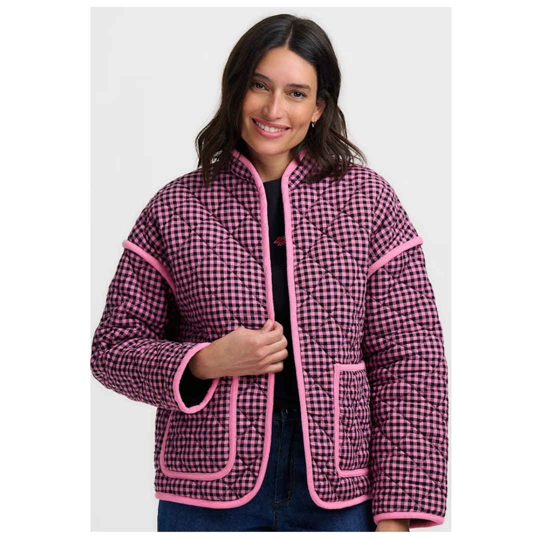 Sugarhill Brighton Elowen Quilted Jacket Rose Gingham J0037