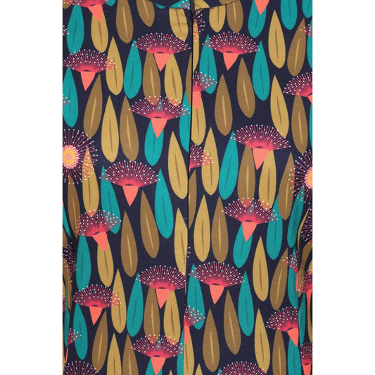 Alice Collins Skylar Print Dress Autumn Leaves Navy 035A302