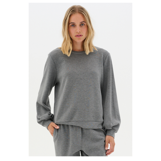 My Essential Wardrobe The Sweat Blouse Dark Grey Melange 10703583