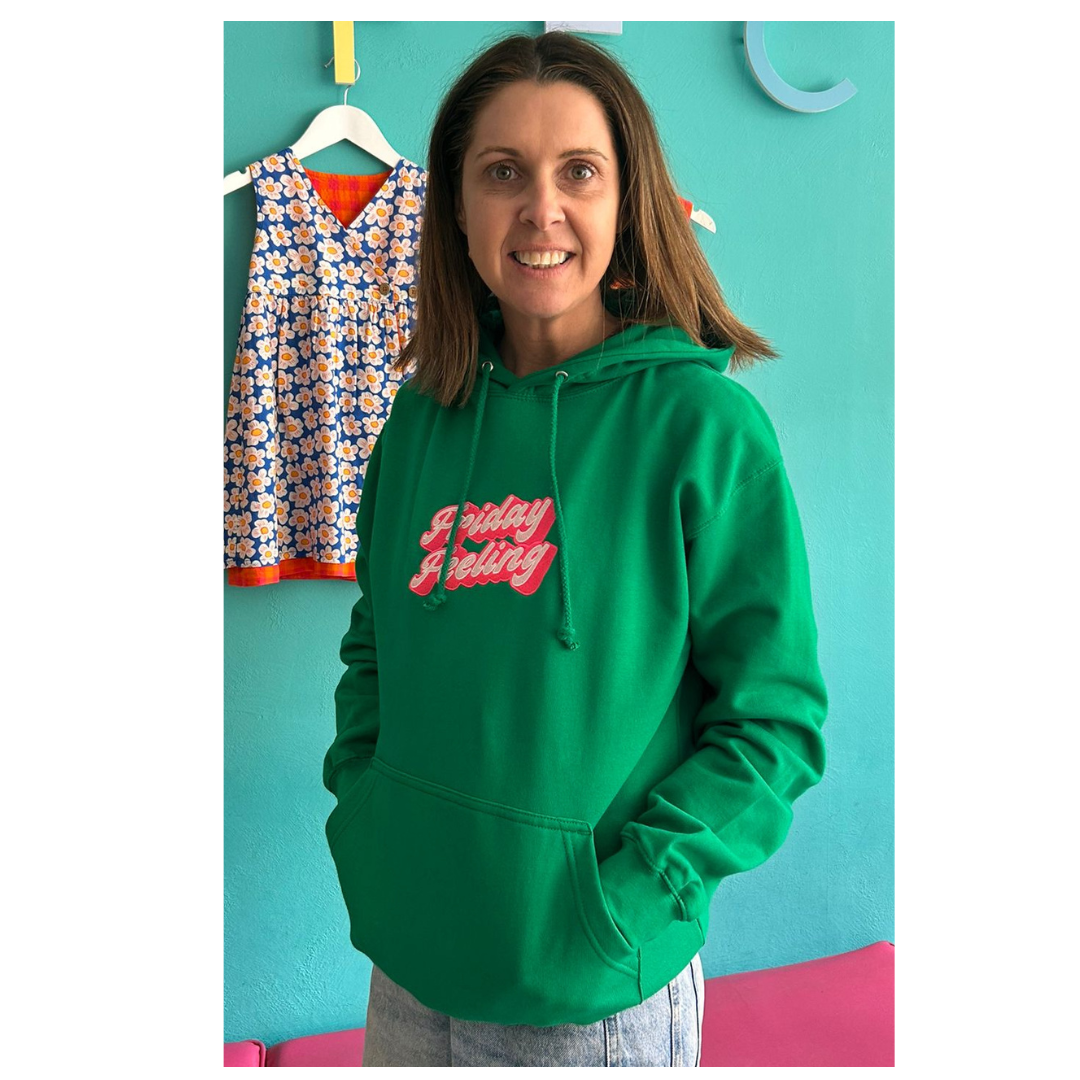 Percy & Nell Friday Feeling Hoodie Green Neon Pink