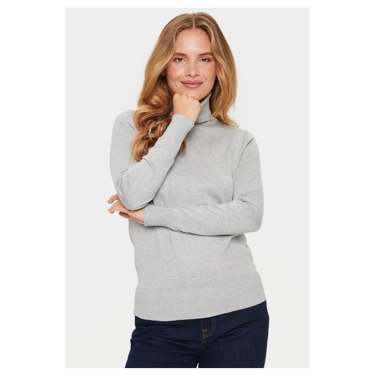 Saint Tropez Mila Rollneck Pullover Pearl Grey 30500018