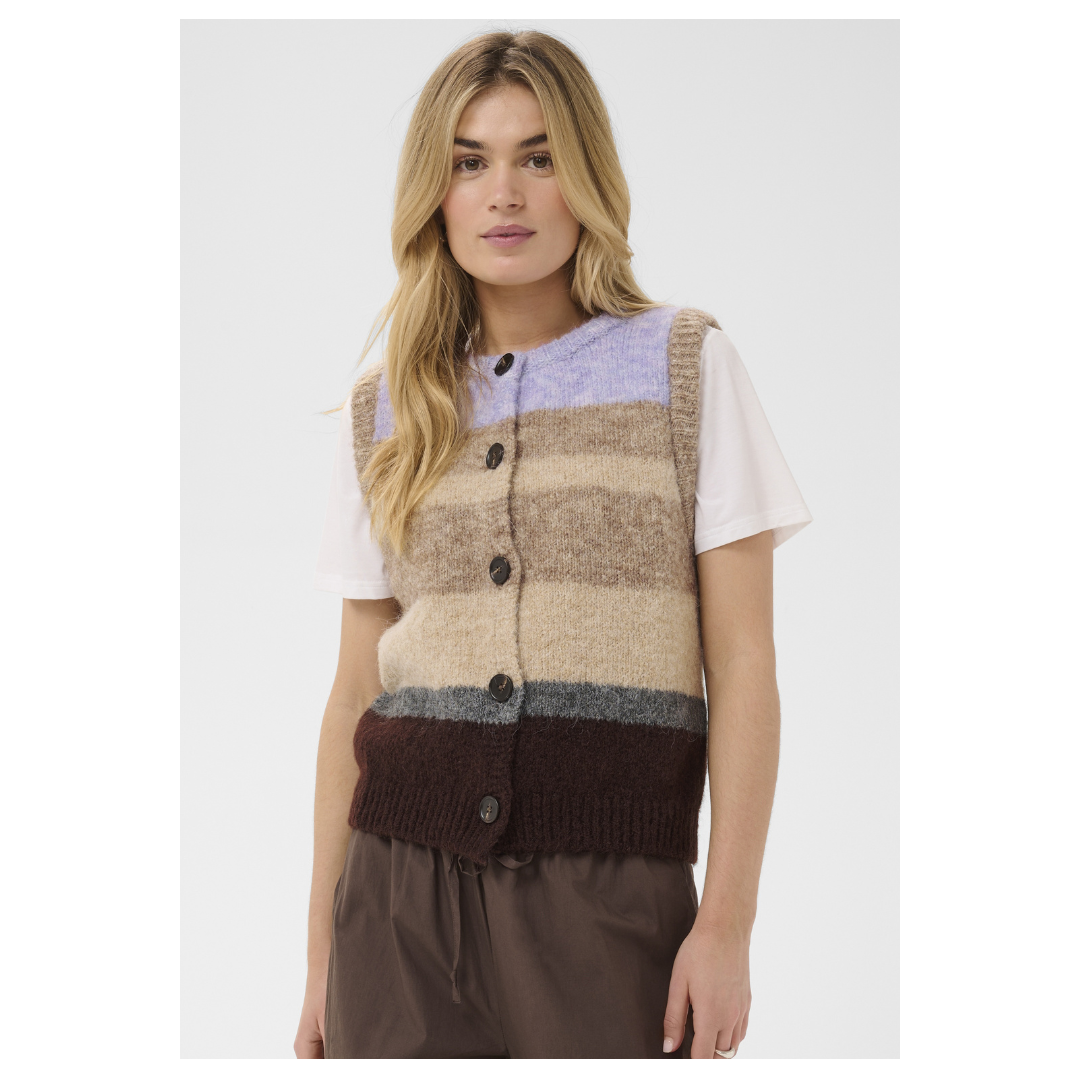 Saint Tropez Seraphina Knit Vest Chocolate Lilac Melange 30515255