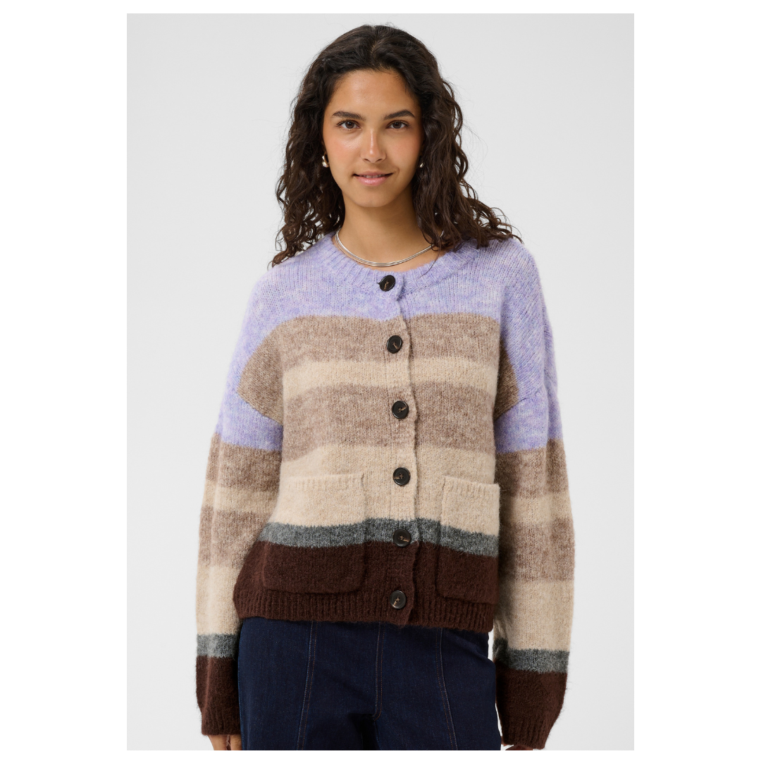 Saint Tropez Seraphina Knit Cardigan Chocolate Lilac Melange 30515256
