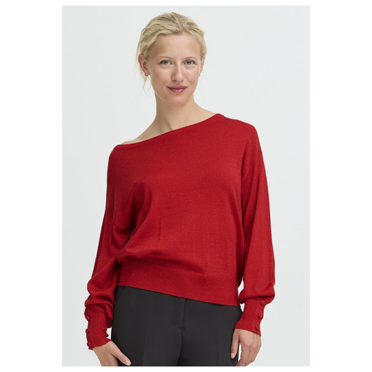 B Young Mobbe Boatneck Jumper Barbados Cherry 20818271