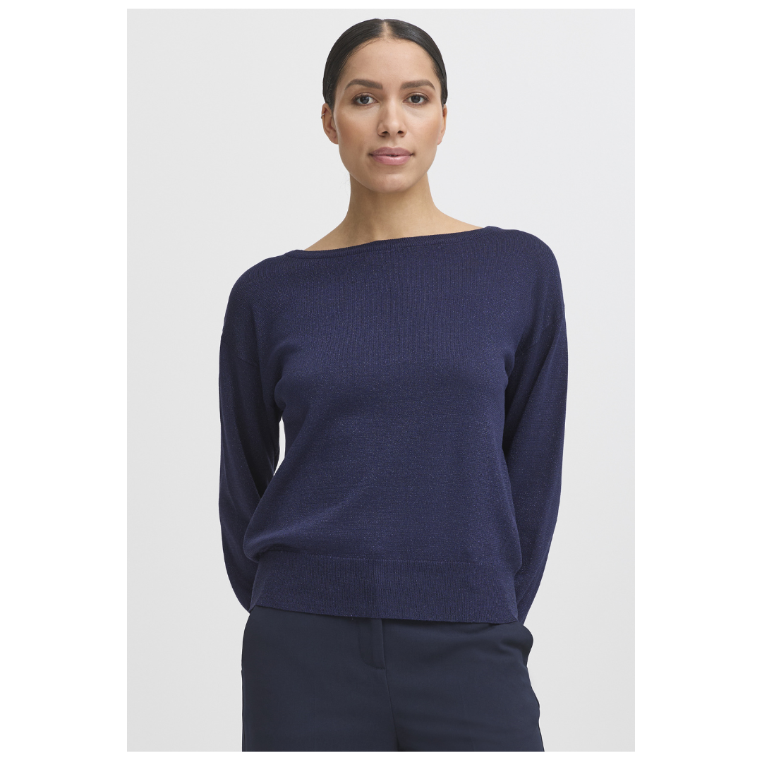 B Young Mobbe Boatneck Jumper Evening Blue 20818271
