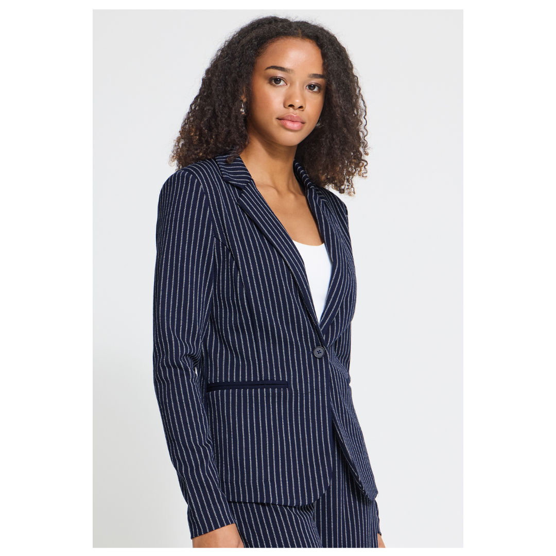 Ichi Manse Stripe Blazer Maritime Blue 20126494