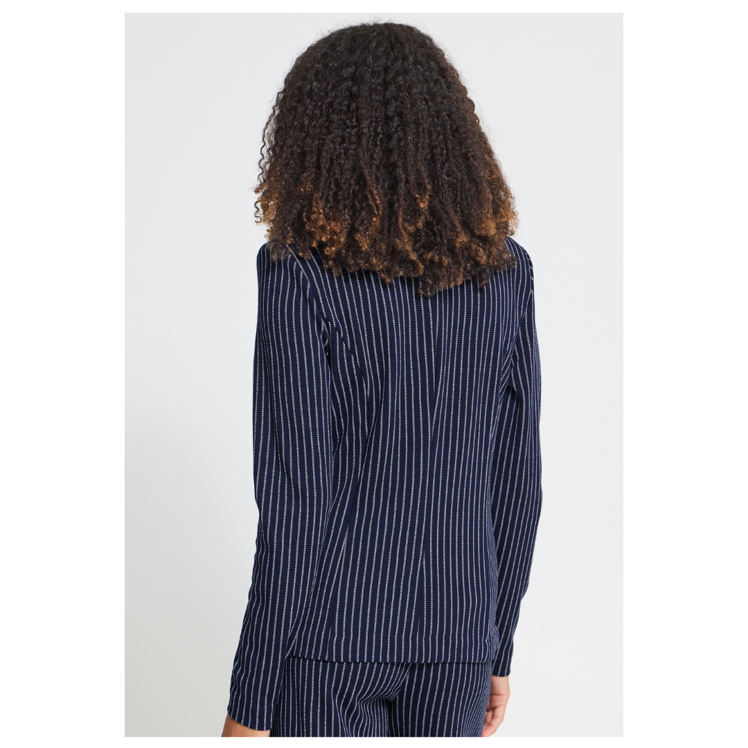 Ichi Manse Stripe Blazer Maritime Blue 20126494