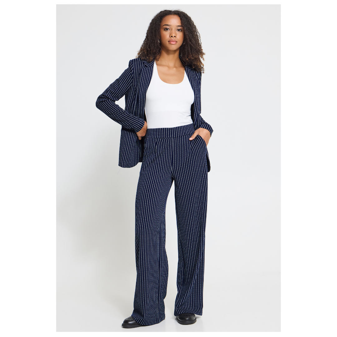Ichi Manse Stripe Blazer Maritime Blue 20126494