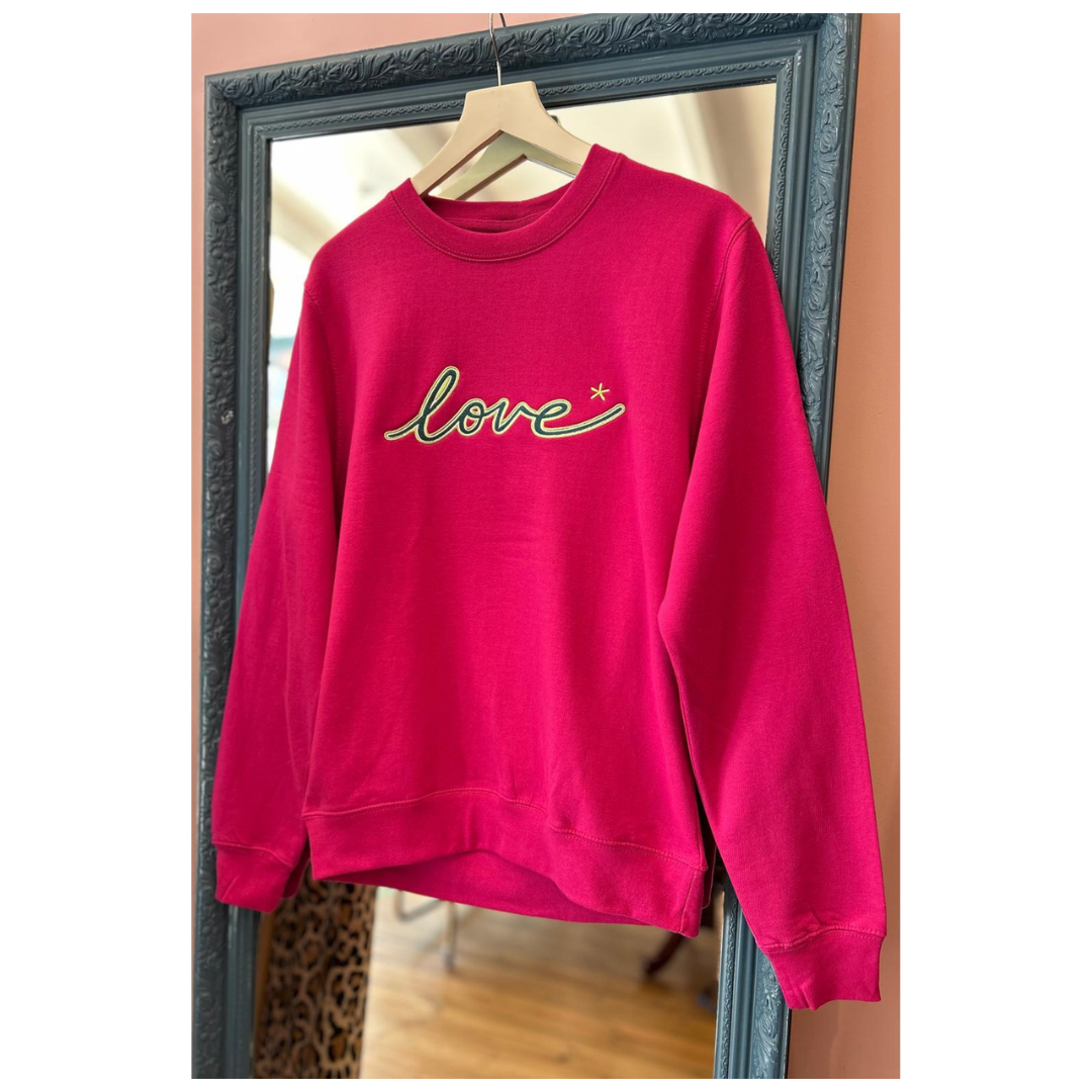 Percy & Nell Love Script Sweatshirt Pink