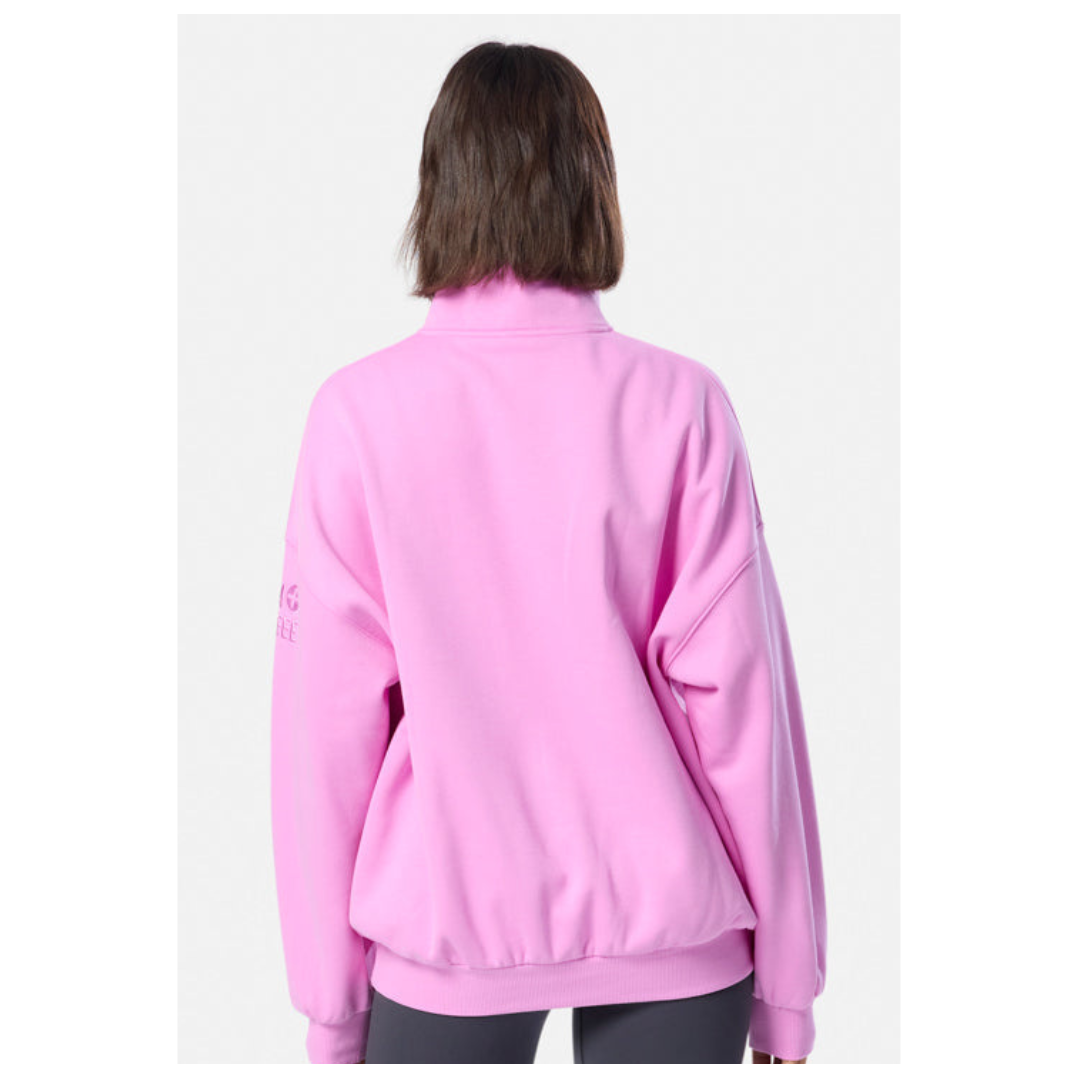 GymplusCoffee Sierra Snap Collar Sweatshirt Neon Pink