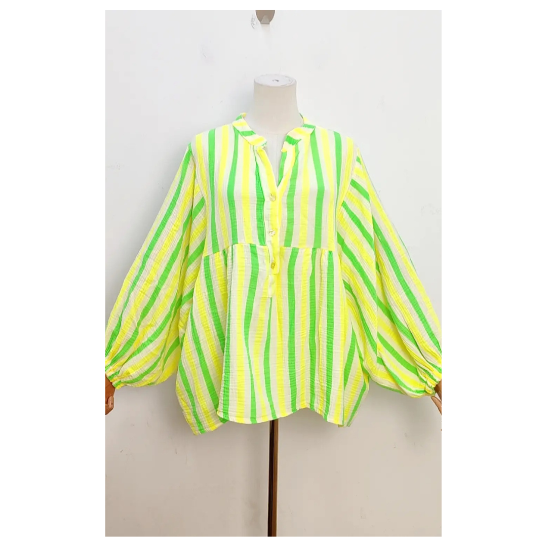 Bellavie Blouse Verte Stripe 5007