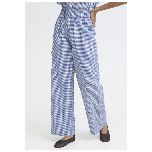 Ichi Jilma Pants Blue/White Check 20125621