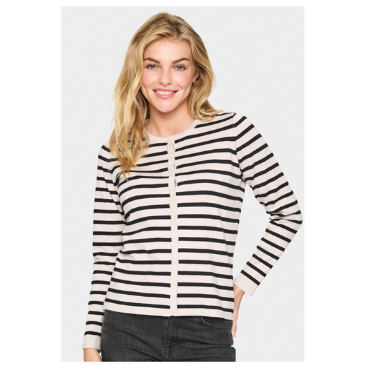 Saint Tropez Mila Striped Cardigan Grey Morn 30513767