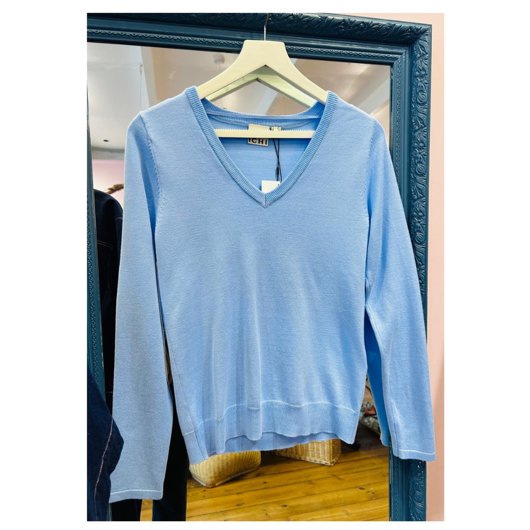 Ichi Luls V-neck Top Powder Blue 20125815
