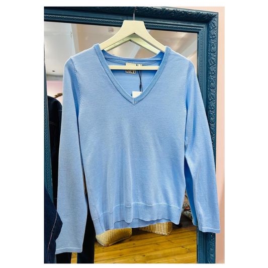 Ichi Luls V-neck Top Powder Blue 20125815